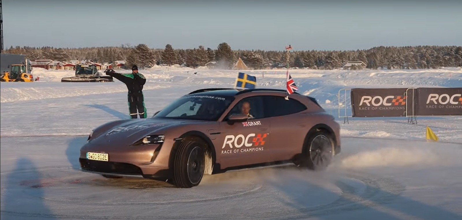 El Récord Guinness del Porsche Taycan en trompos sobre hielo