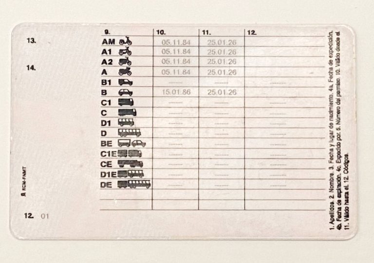 Carnet conducir moto