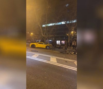 Ferrari destrozado en Madrid