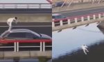 El vídeo viral de un joven que se lanza al agua desde el techo de un coche