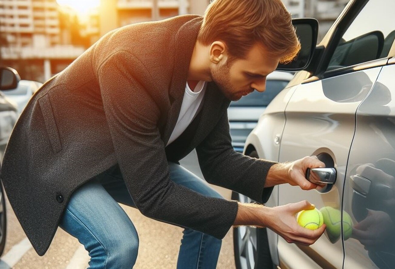 abrir coche pelota de tenis