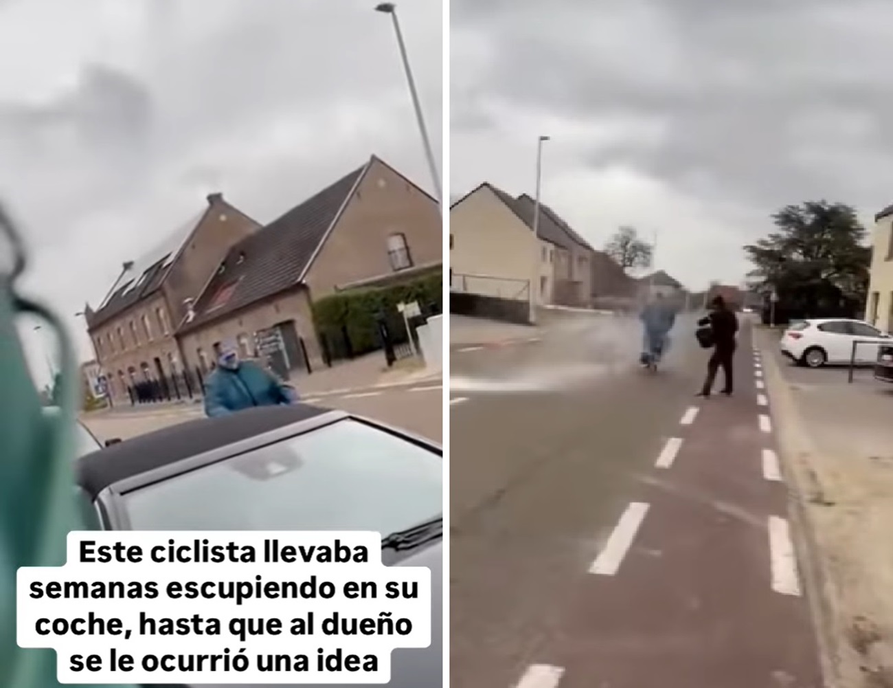 viral ciclista balde de agua
