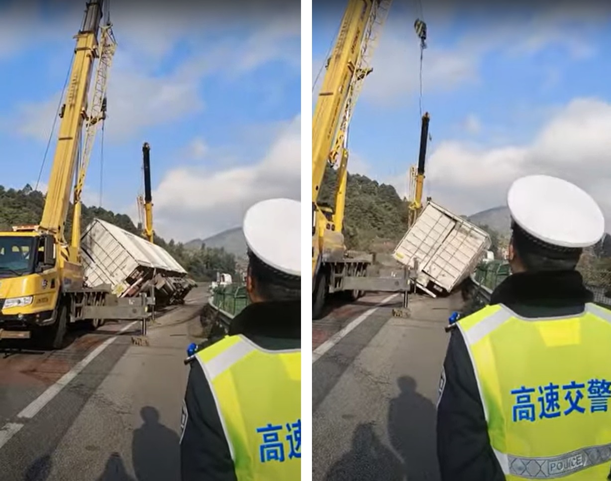 viral camión volcado china