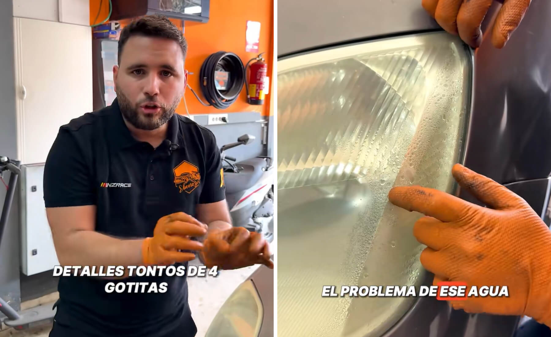 mecanico advertencia gotas agua faros