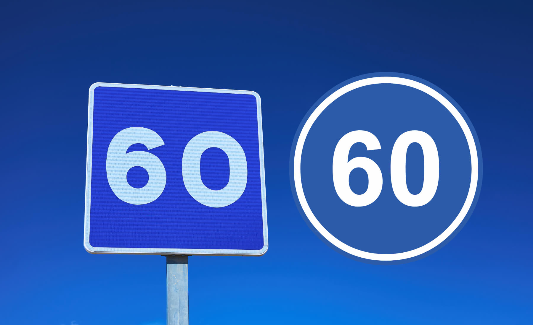 señales azules circulares cuadradas