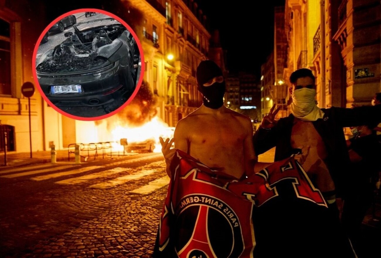 coche quemado celebración PSG