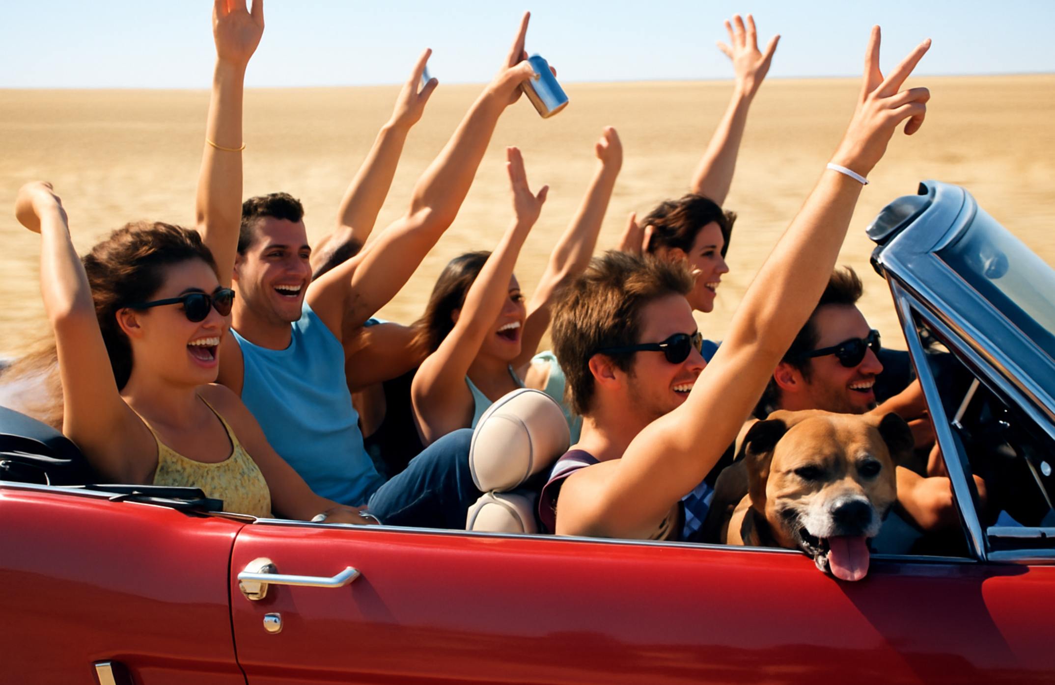 Seis personas en coche