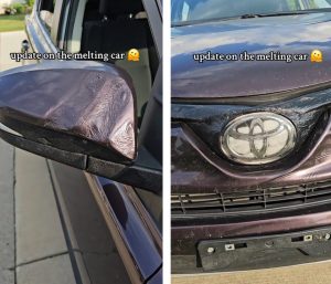 Coche derretido. Imagen de: https://www.tiktok.com/@kaitiemarielsg
