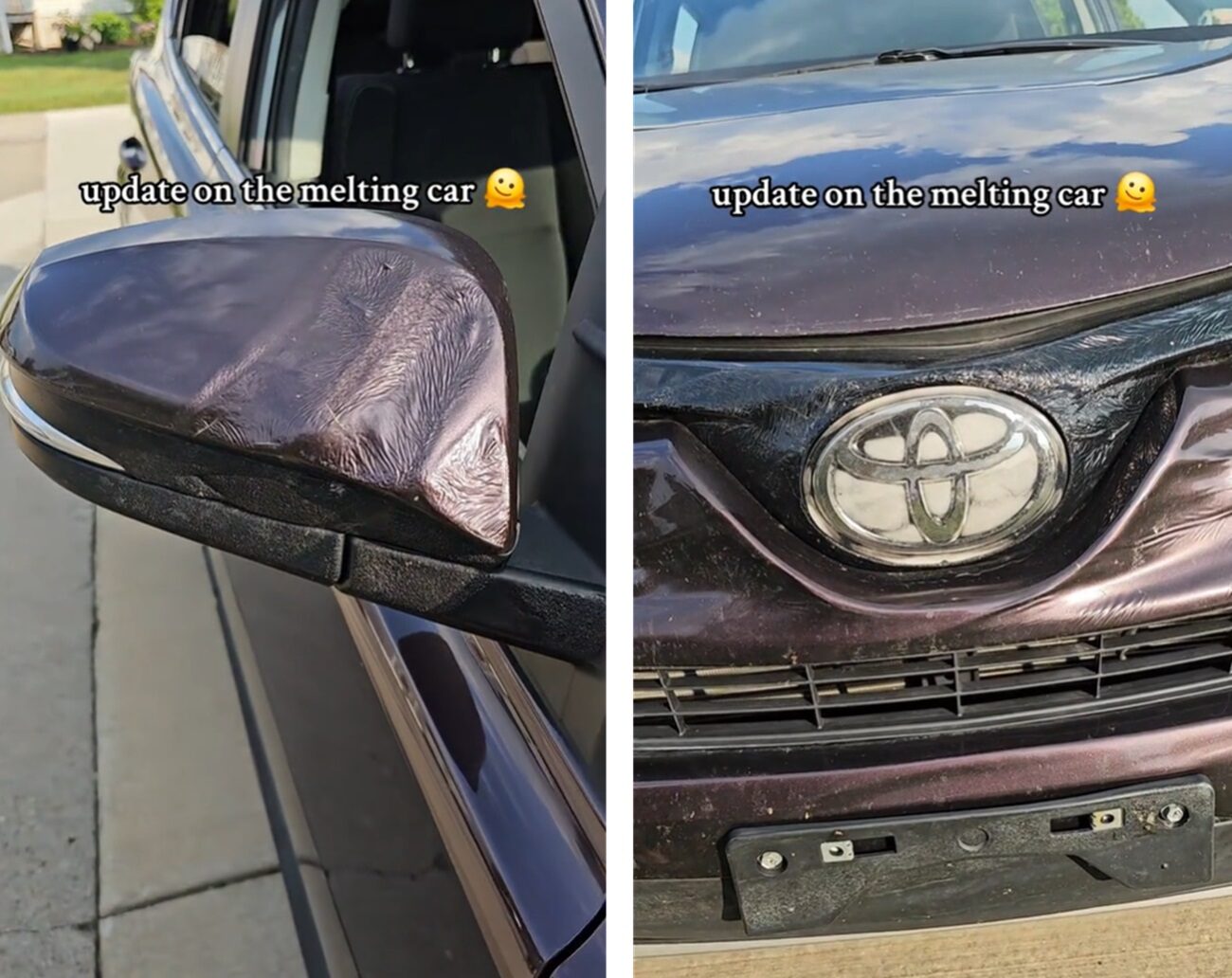 Coche derretido. Imagen de: https://www.tiktok.com/@kaitiemarielsg