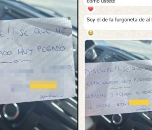 mensaje nota coche aparcado