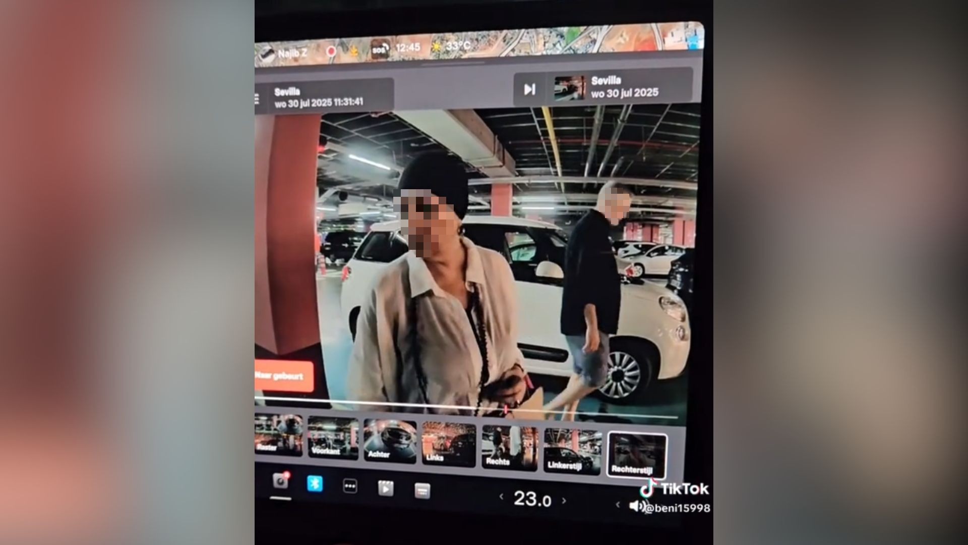 Parecía que solo miraba, pero estaba haciendo algo peor: la cámara de un Tesla grabó a esta mujer cometiendo un delito en Sevilla