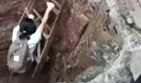 Mujer zanja robotaxi