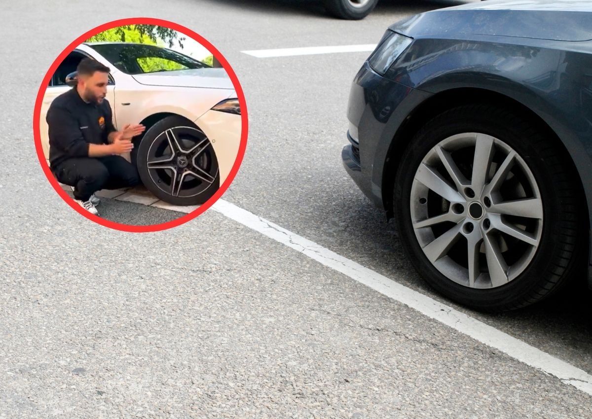 coche aparcado rueda recta