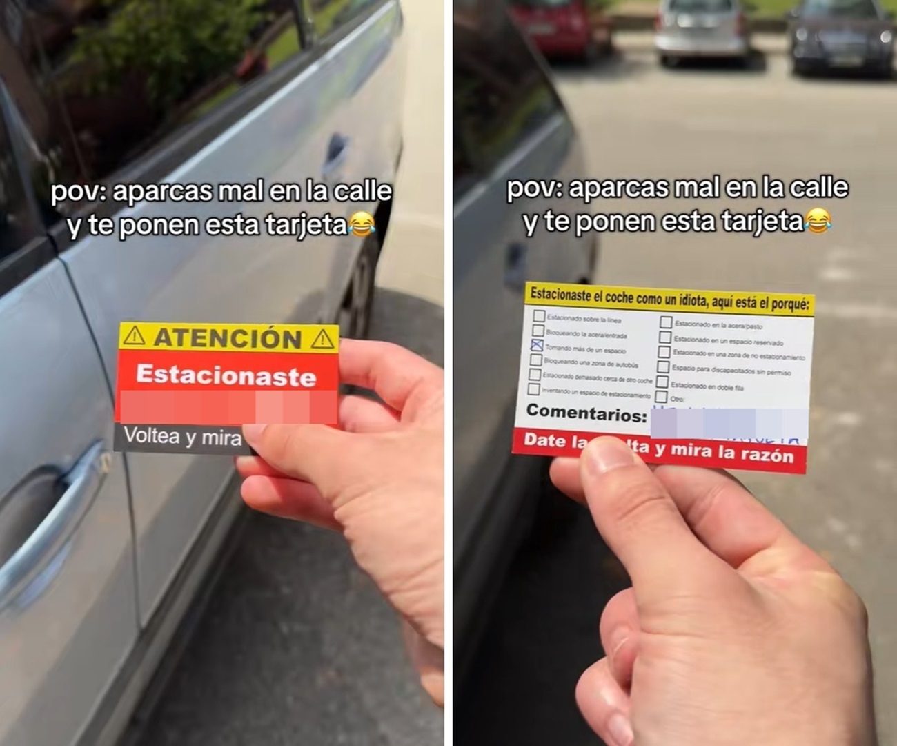 tarjeta estacionaste como un idiota