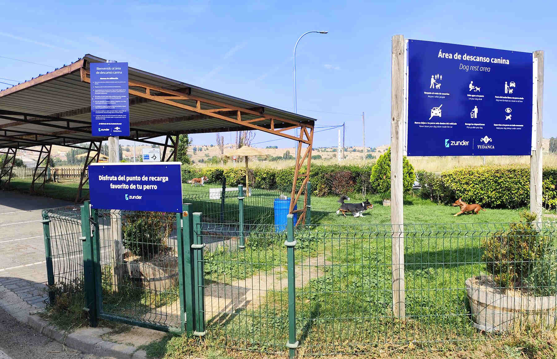 Zona canina carga coche eléctrico