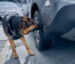 Perro policía coche