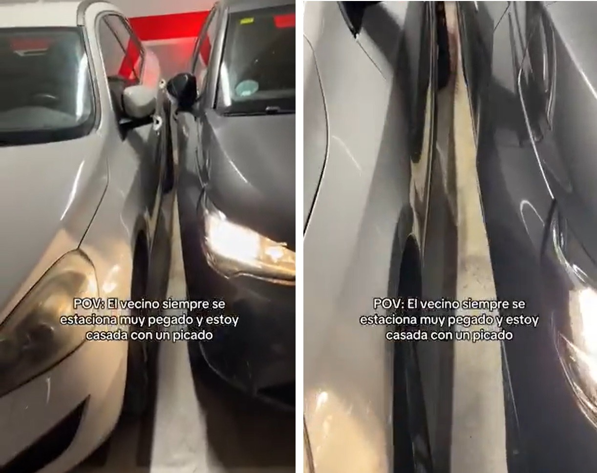 coche aparcado pegado