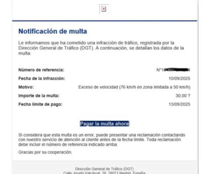 correo falso dgt multa