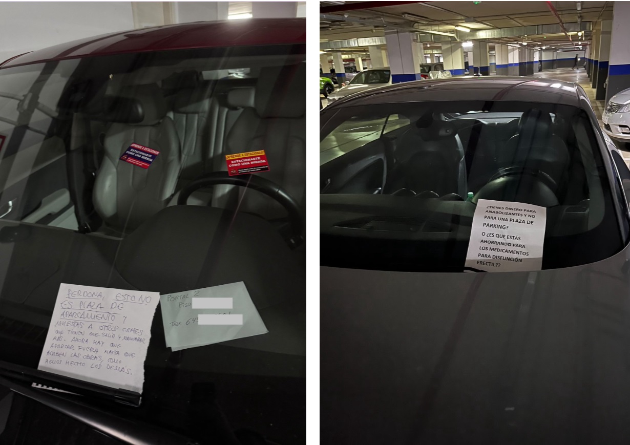 nota coche mal aparcado