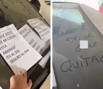 mensaje coche aparcamiento