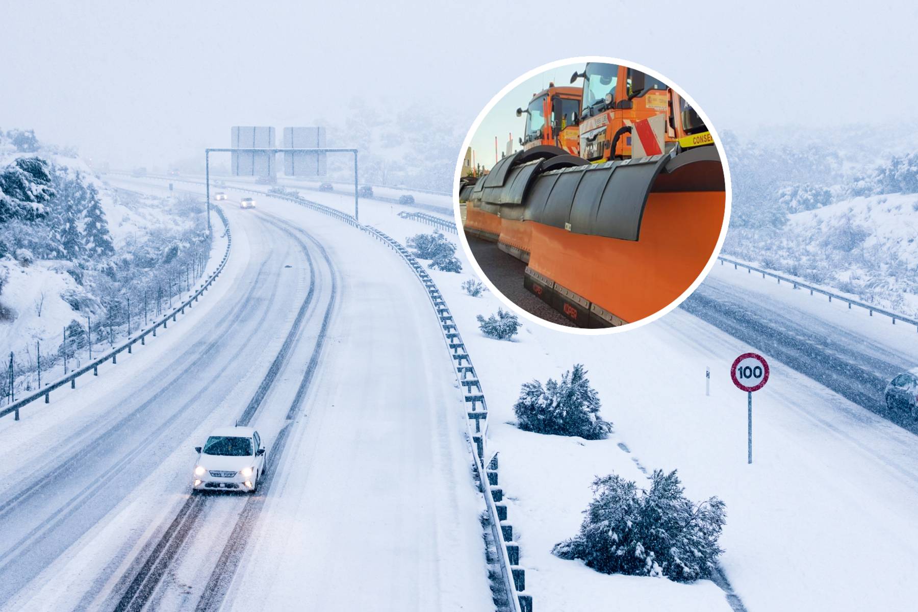 Una ‘nevada’ de nivel negro en la A-2 afecta a 150 kilómetros: simulacro del Ministerio de Transportes para preparar el invierno