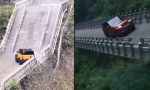 Este coche chino quiso superar el reto del Range Rover subiendo las escaleras de una montaña, pero el resultado no fue el que esperaba