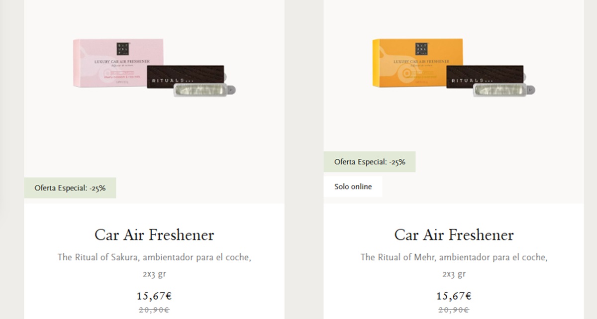 oferta de ambientadores rituales para el coche