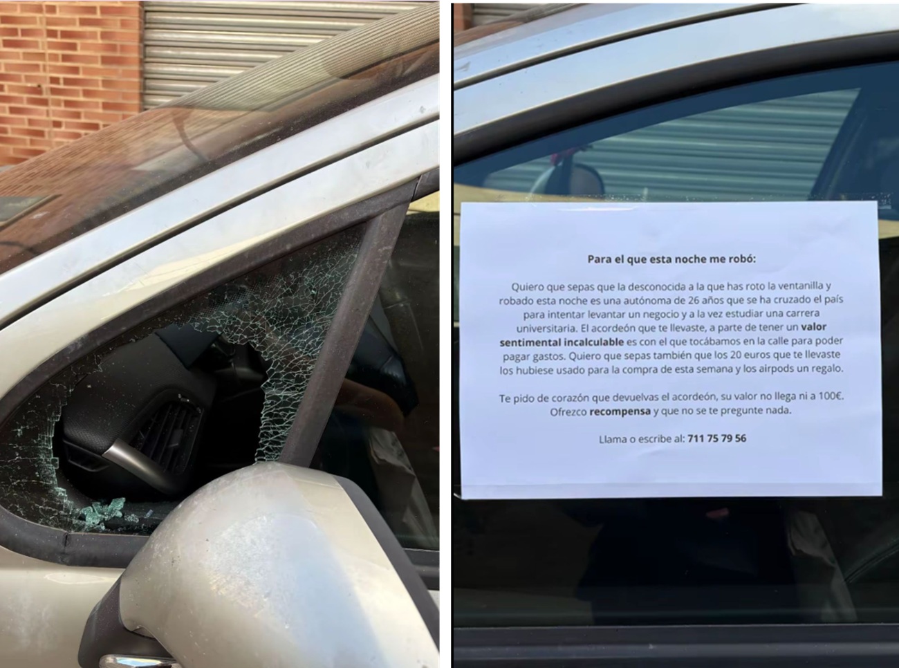 robo coche cristal roto