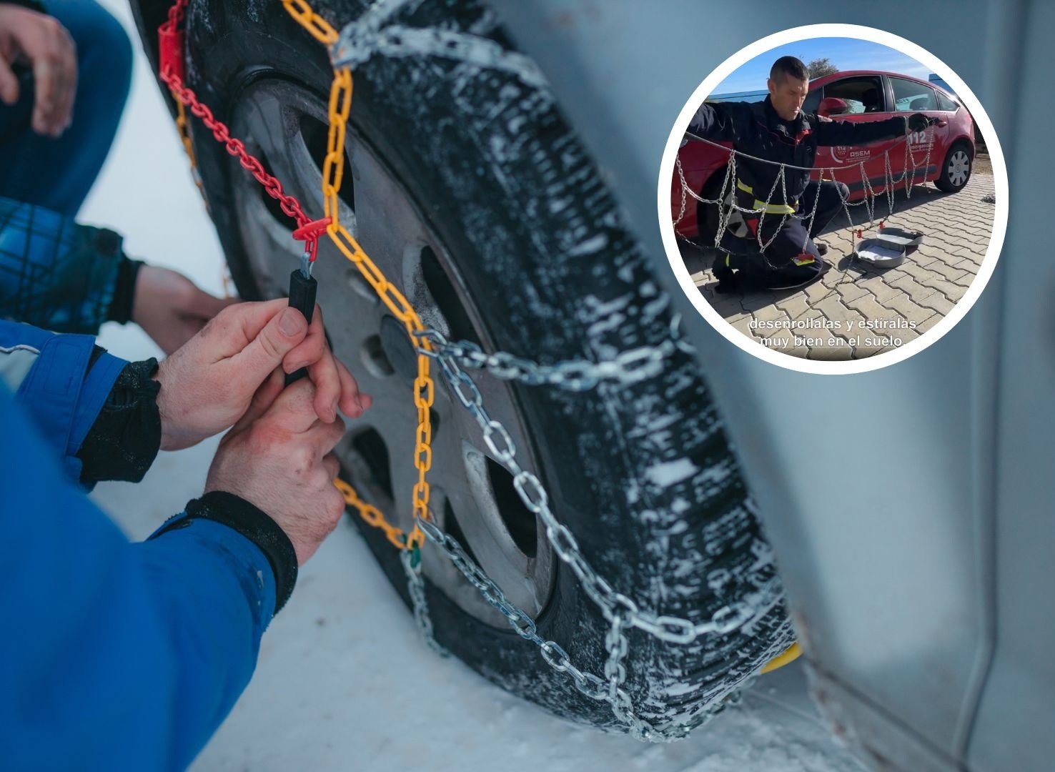 cadenas nieve coche bomberos