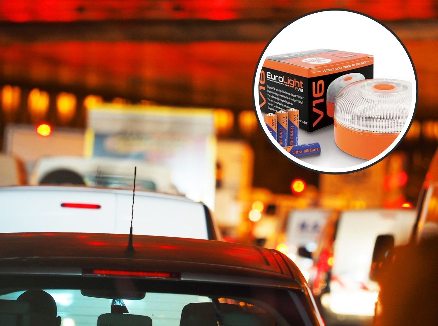 luces emergencia v-16 coche túnel