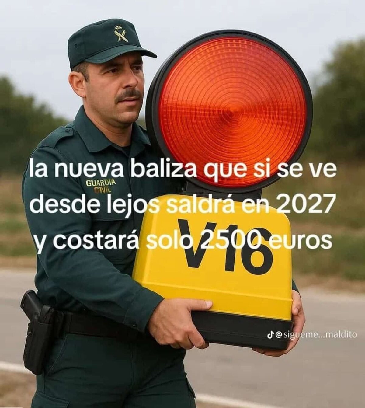 meme baliza emergencia coche