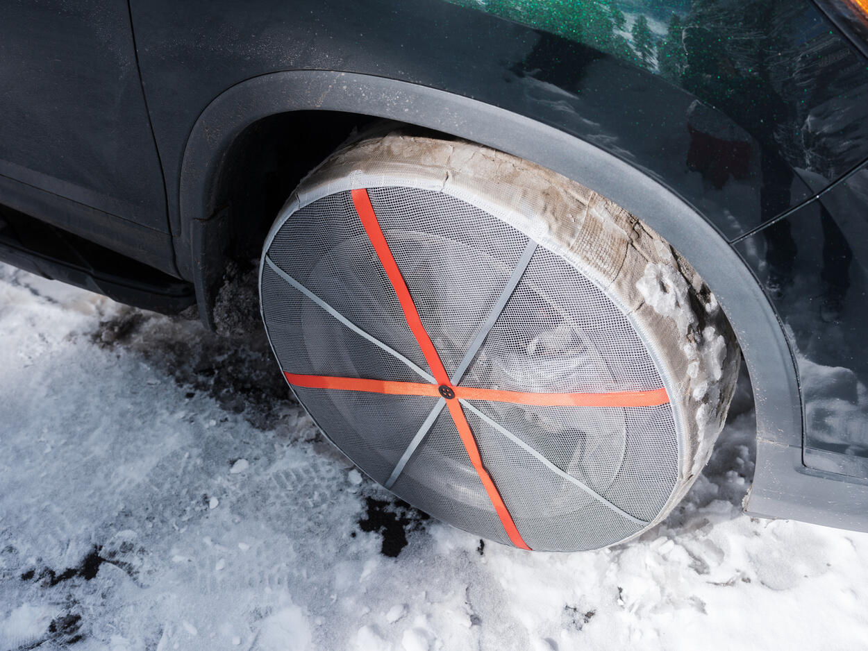 Cadenas textiles para la nieve.