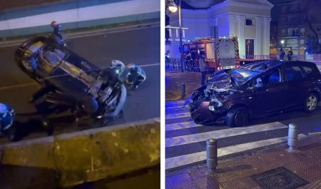 Coche volcado Leganés