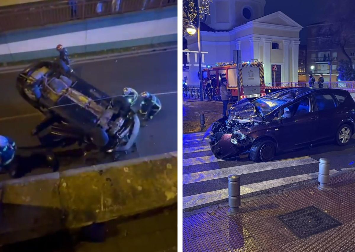 Coche volcado Leganés