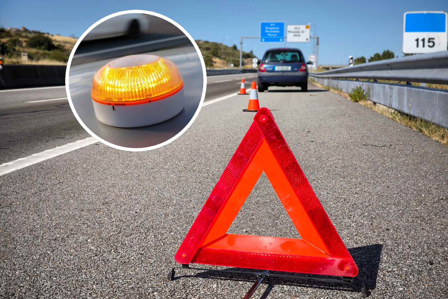 ¿Si pongo los triángulos además de la baliza V-16 me pueden multar? Una instrucción de la DGT a la Guardia Civil aclara la duda