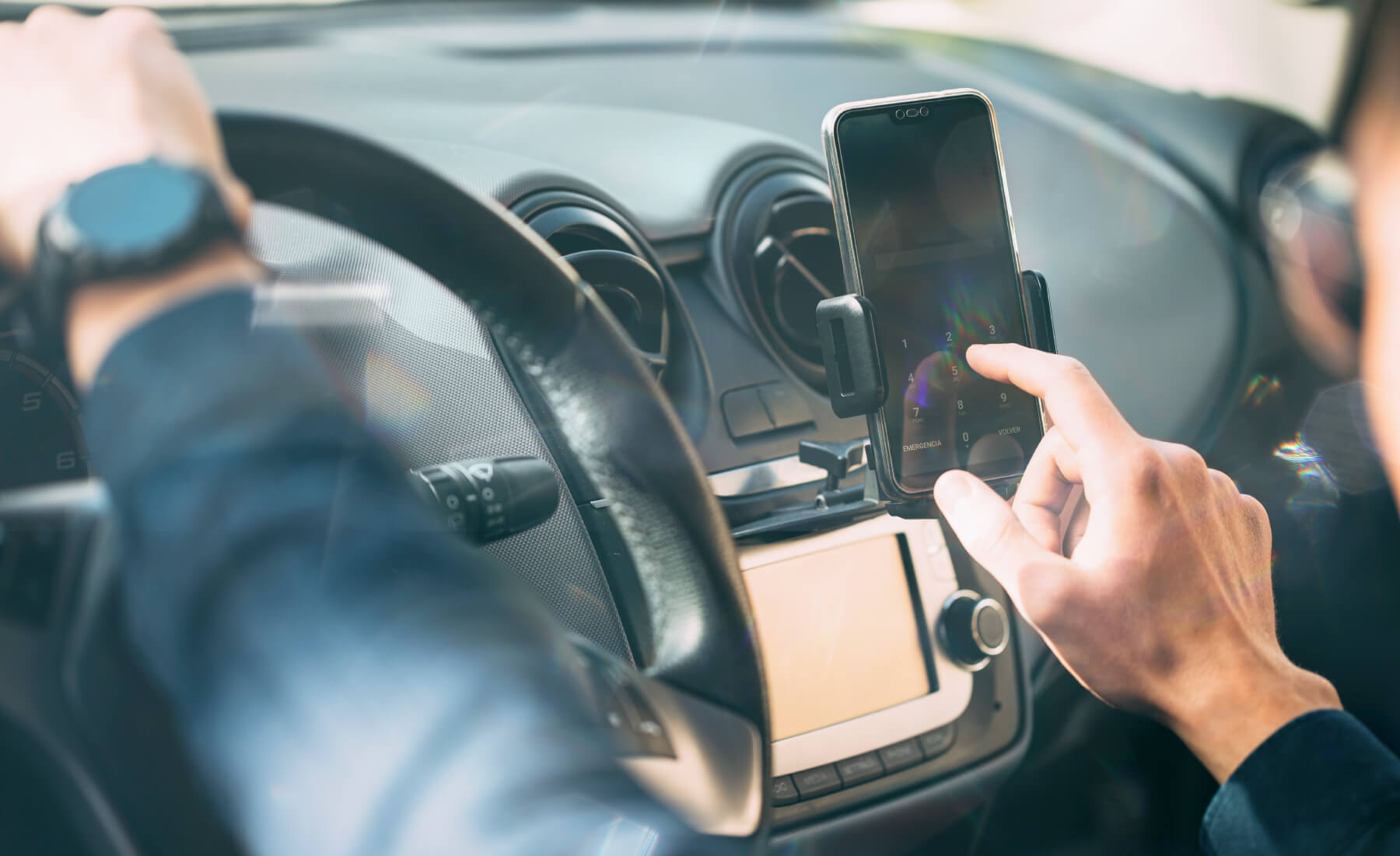 conductor tocar pantalla movil