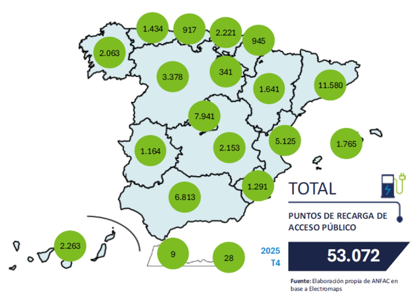 mapa cargadores coches electricos