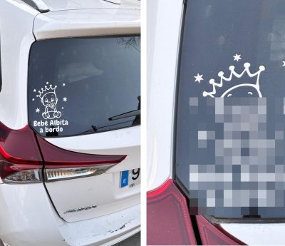 pegatina familiar coche bebé a bordo