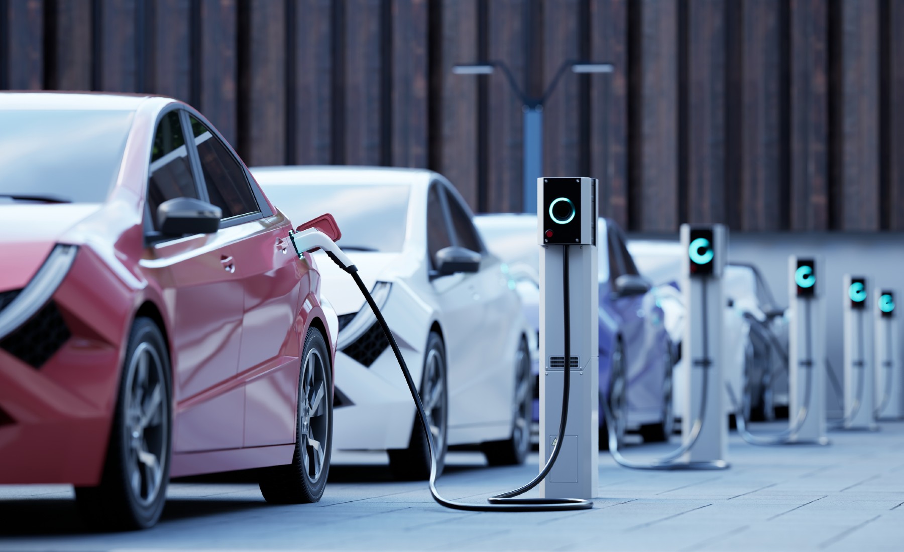 Coches eléctricos cargando