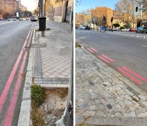 Señal líneas roja aparcamiento