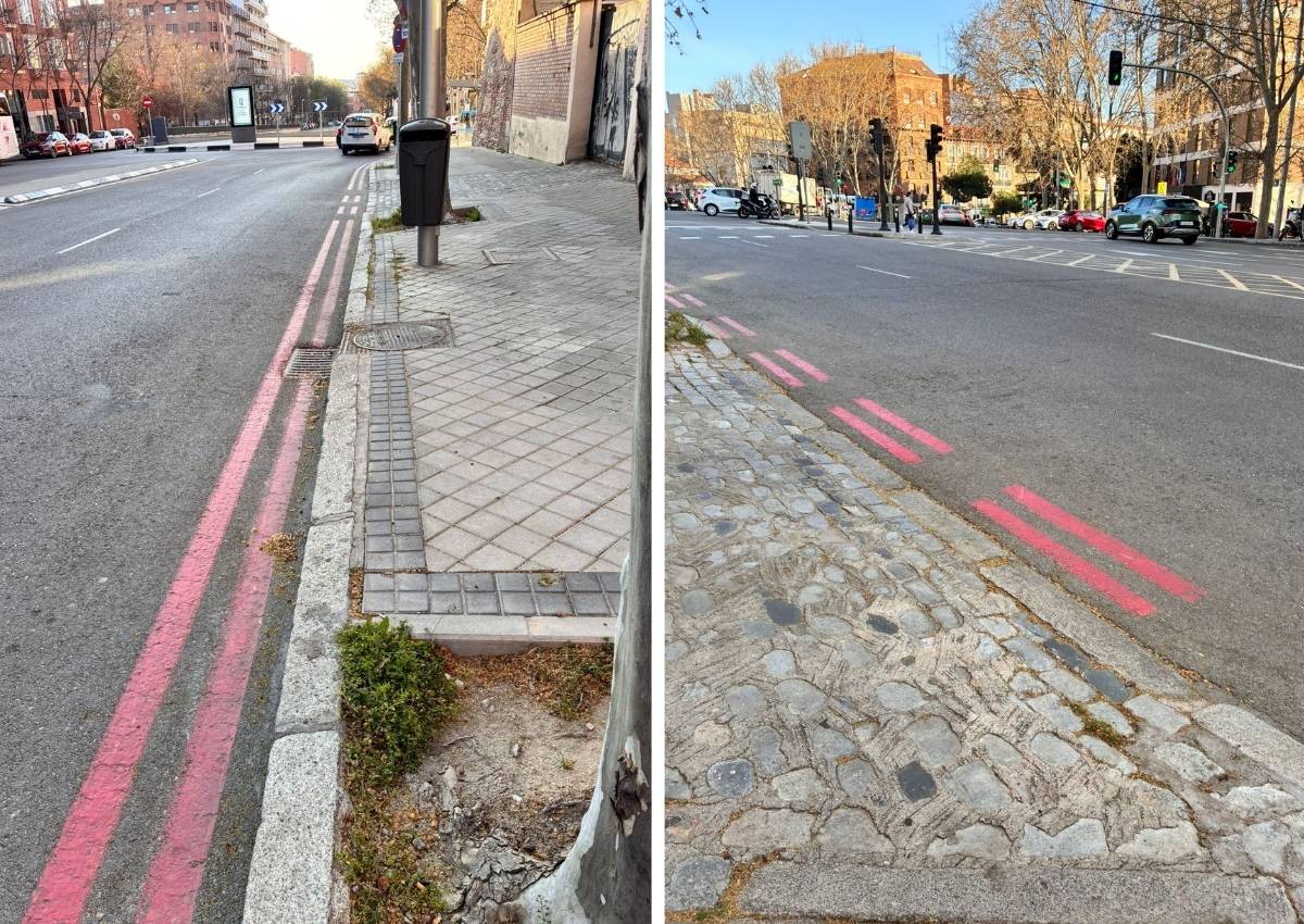 Señal líneas roja aparcamiento