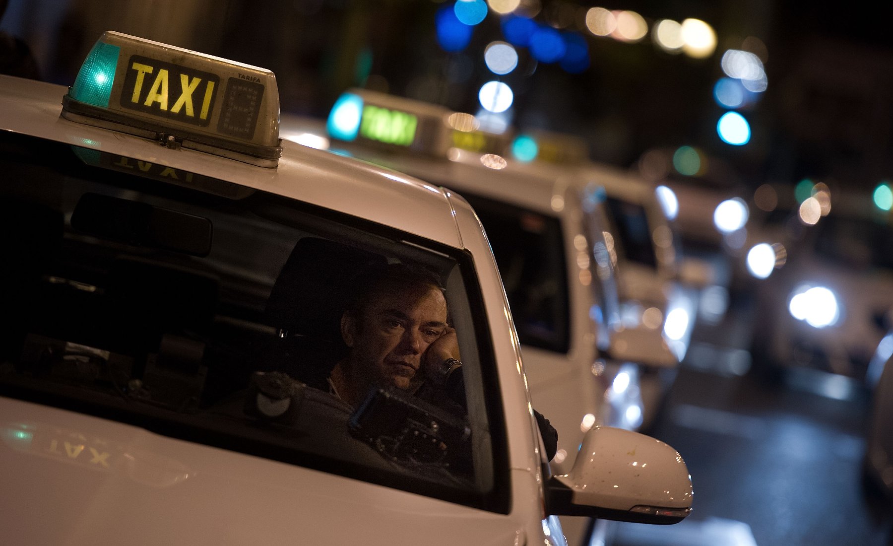 Atasco de taxis en Madrid