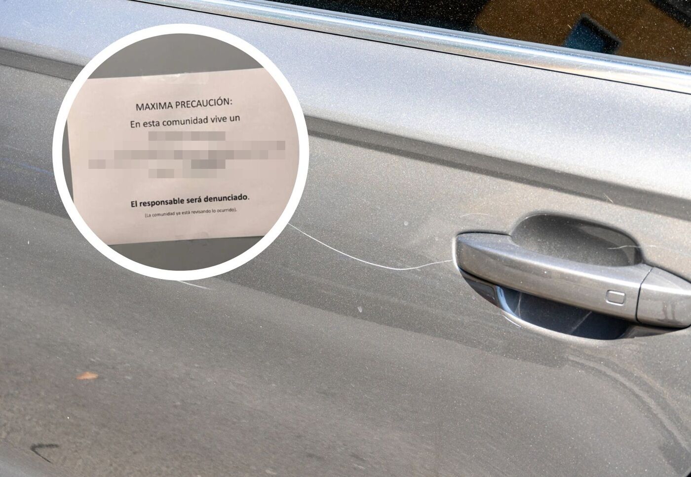 cartel coche rayado