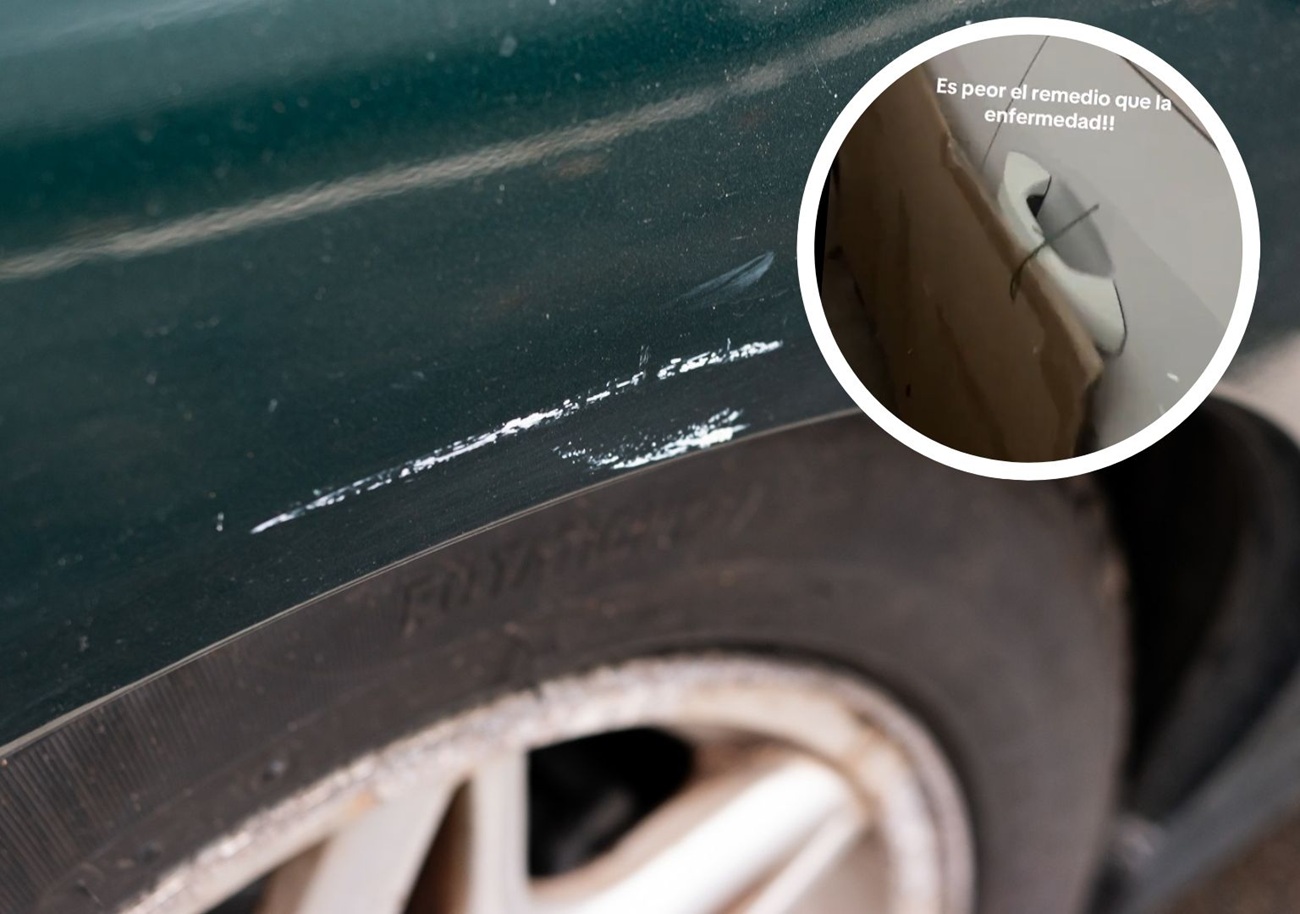 coche arañado garaje