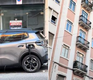 cable coche eléctrico colgando