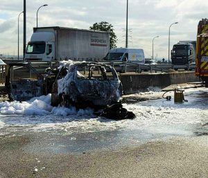 Accidente con incendio M-50