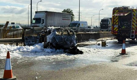 Accidente con incendio M-50