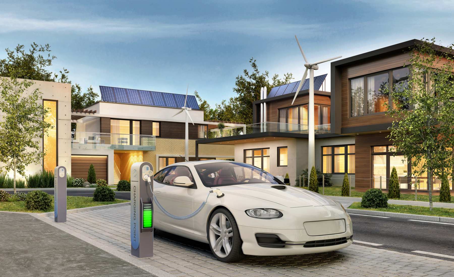 Carga de coche eléctrico en el chalet.