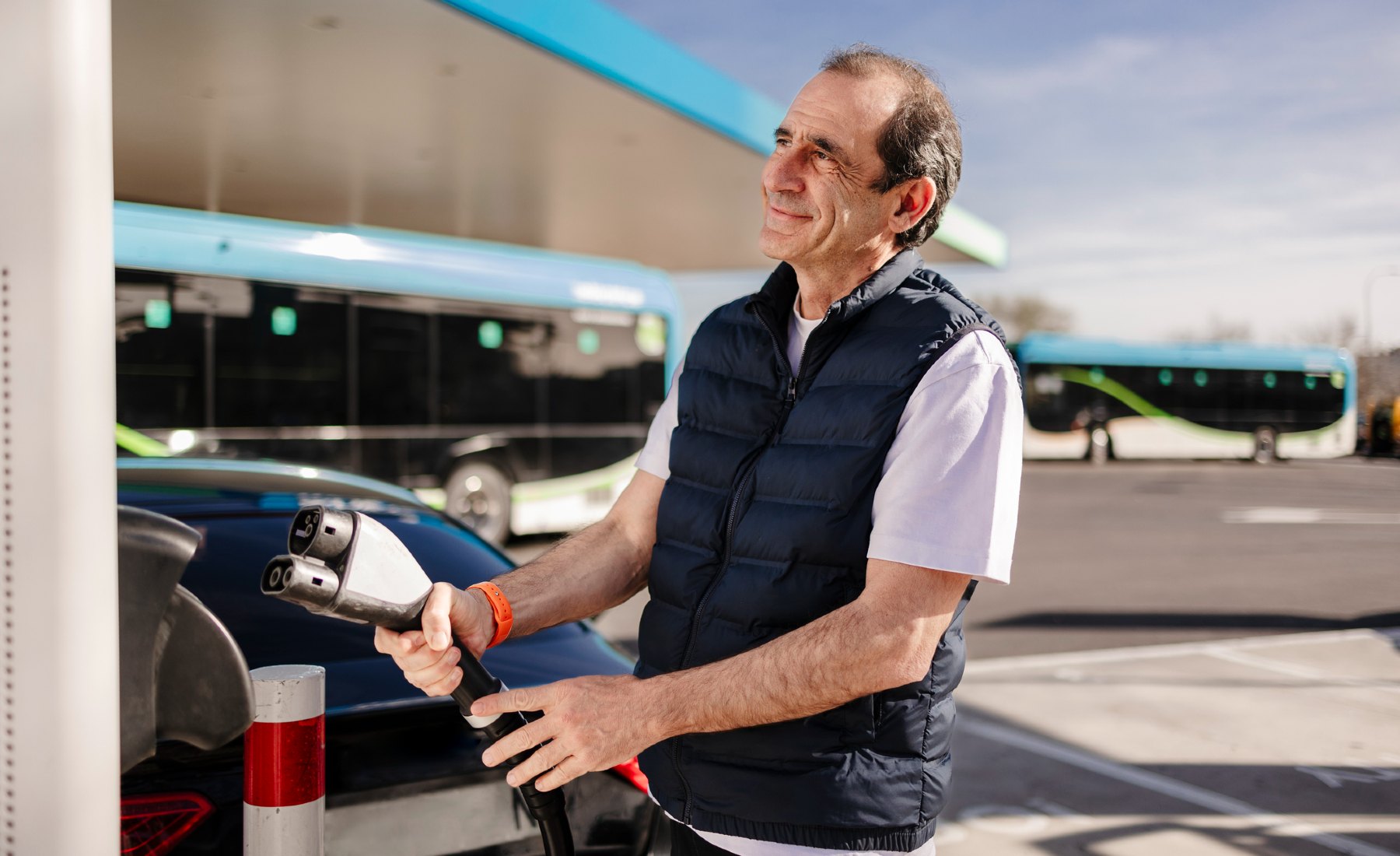 Manguera para toma de carga para coches eléctricos.