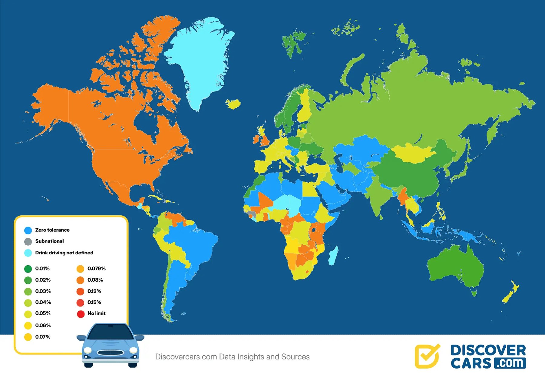 Mapamundi países tolerancia alcohol